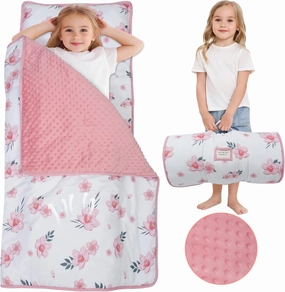 Largest Toddler Nap Mat with Pillow & Blanket, 55.1''x 23'' Soft Toddler Sleeping Mat Roll Up Portable Nap Mats for Preschool, Daycare Kids Nap Mat, Slumber Bags for Boys Girls