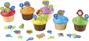 Learning Resources ABC Cupcake Party Toppers, Develops Language Skills, Early Alphabet Learning, Pretend Play Food, Vocabulary Toy, 64 pieces, Ages 3 