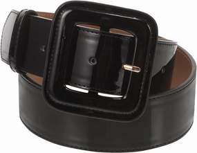 Leather Belt Women Patent Leather Belt Retro Wide Belts with Square Buckle Casual Ladies Belt for Jeans Dress