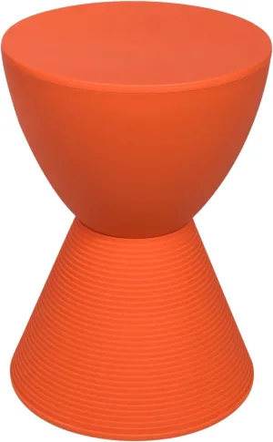 LeisureMod Side Modern ABS Shell Ribbed Hourglass End Compact Accent Drum Table with Removable Lid for Storage Indoor and Outdoor Use H W D Boyd Series in Orange, 11.75 in x 11.75 in x 16.75