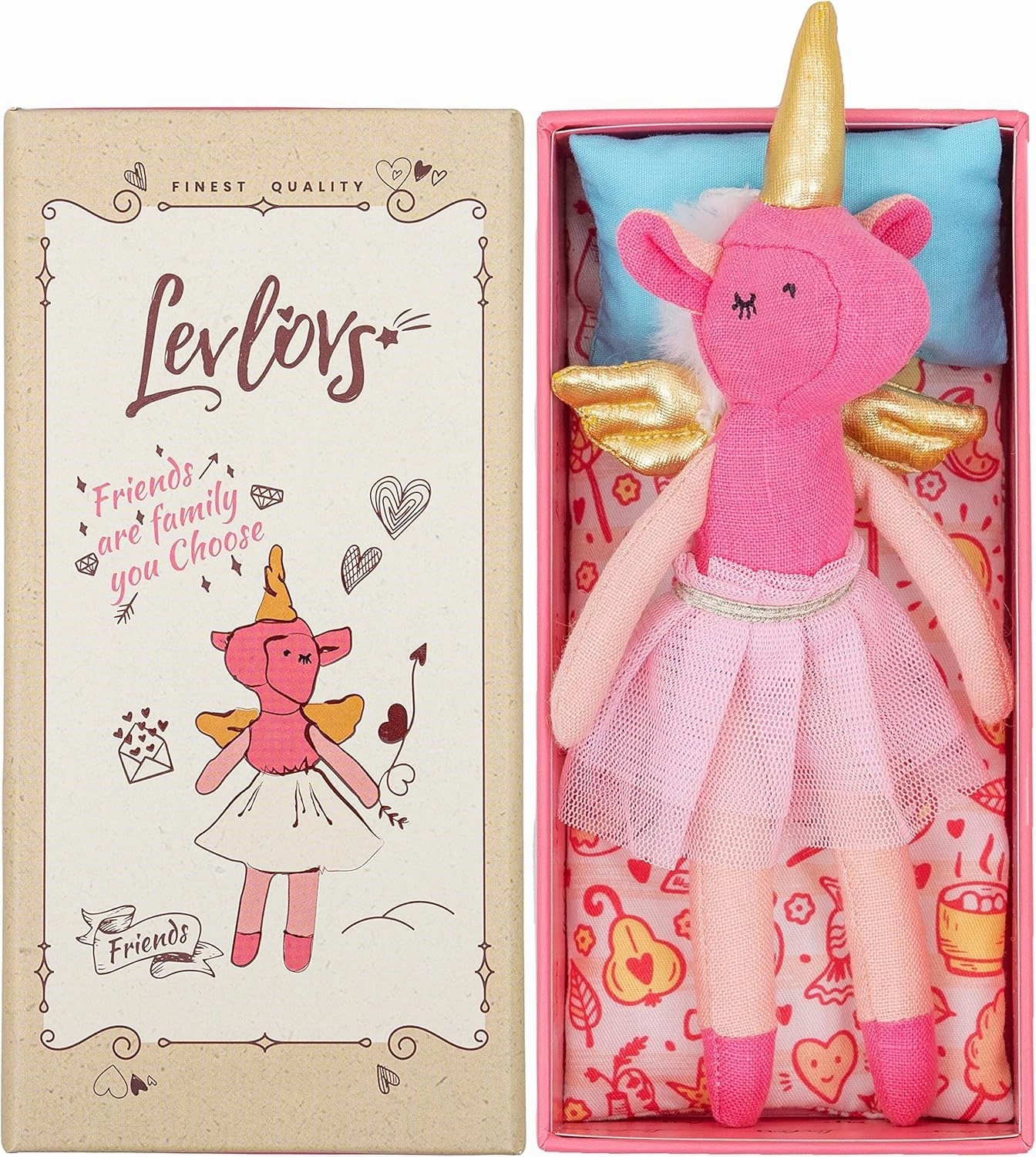 LEVLOVS Ballerina Unicorn Doll Mouse in a Box and Friends Toy Baby Registry Gift (Unicorn Mimi)