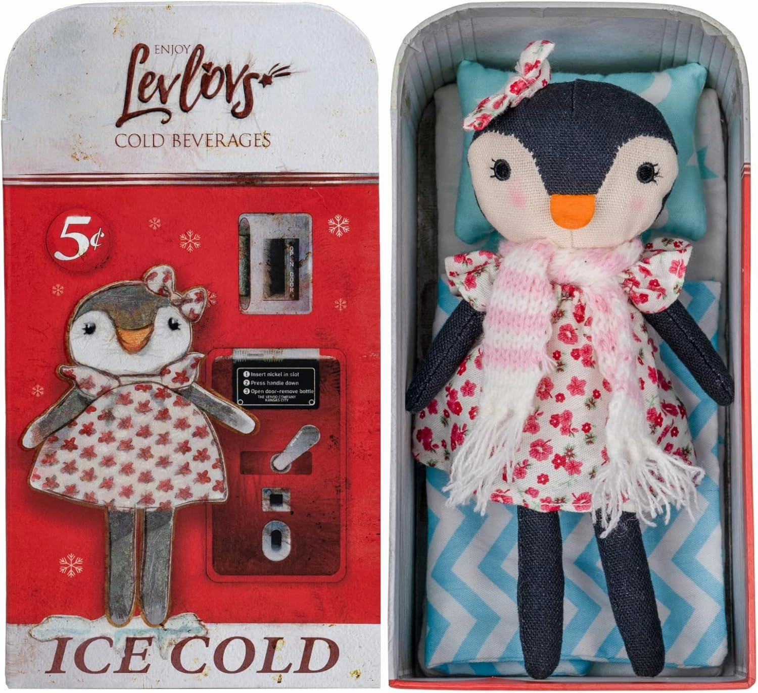 LEVLOVS Penguin Stuffed Animal｜Linen Penguin Toy｜Penguin Family｜Cotton Penguin｜Fairy Penguin｜Mini Dolls Set｜Fabric Doll Mice Toys ｜Family Dolls