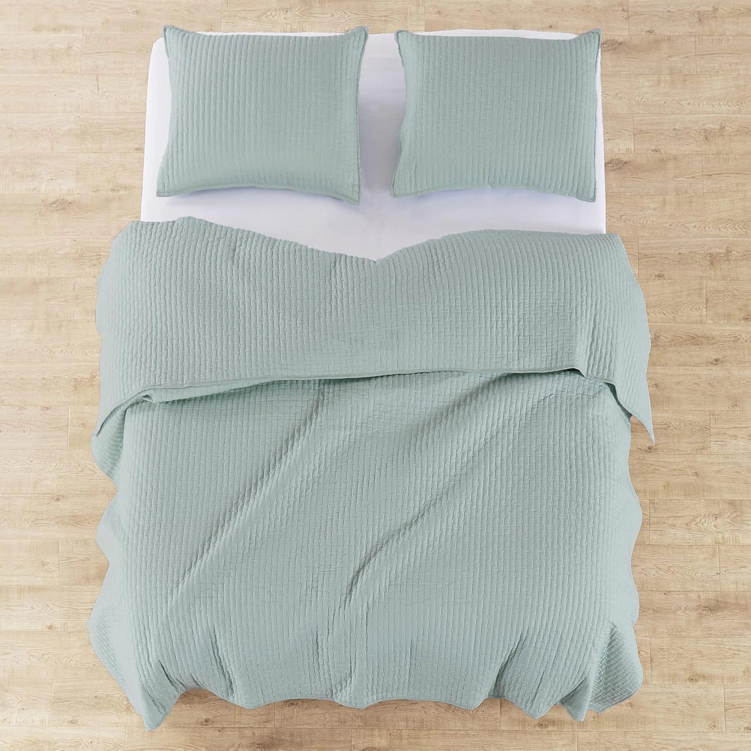 Levtex Home - Cross Stitch Blue Haze Quilt Set - 100% Cotton - Full/Queen Quilt (88x92in.)   2 Standard Shams (26x20in.) - Reversible - Cotton Fabric