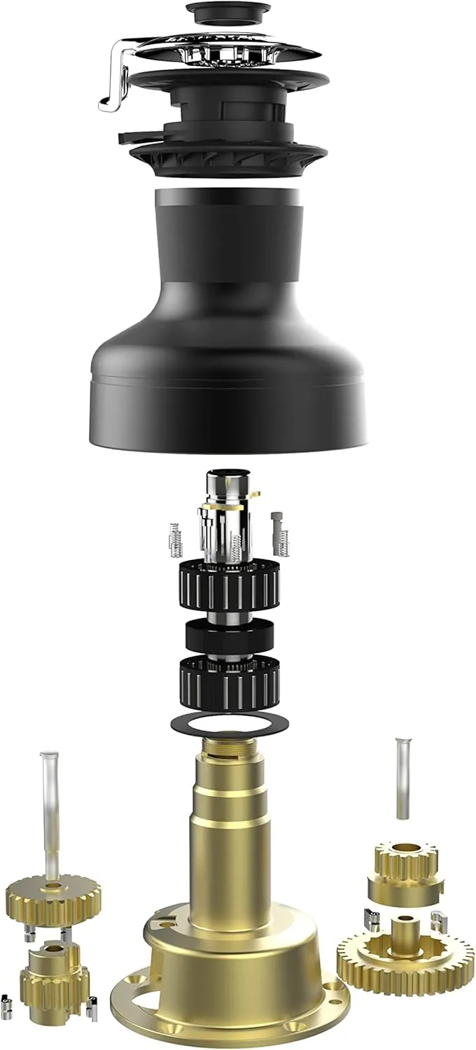 Lewmar 40ST EVO Self Tailing Alloy Winch in Black – Two Speed Size 40 Winch, Gear Ratio of 1.9:1 in 1st Gear; 5.8:1 in 2nd Gear, Measures 5-13/16" Base Diameter x 6-1/4" H, no Tools Required