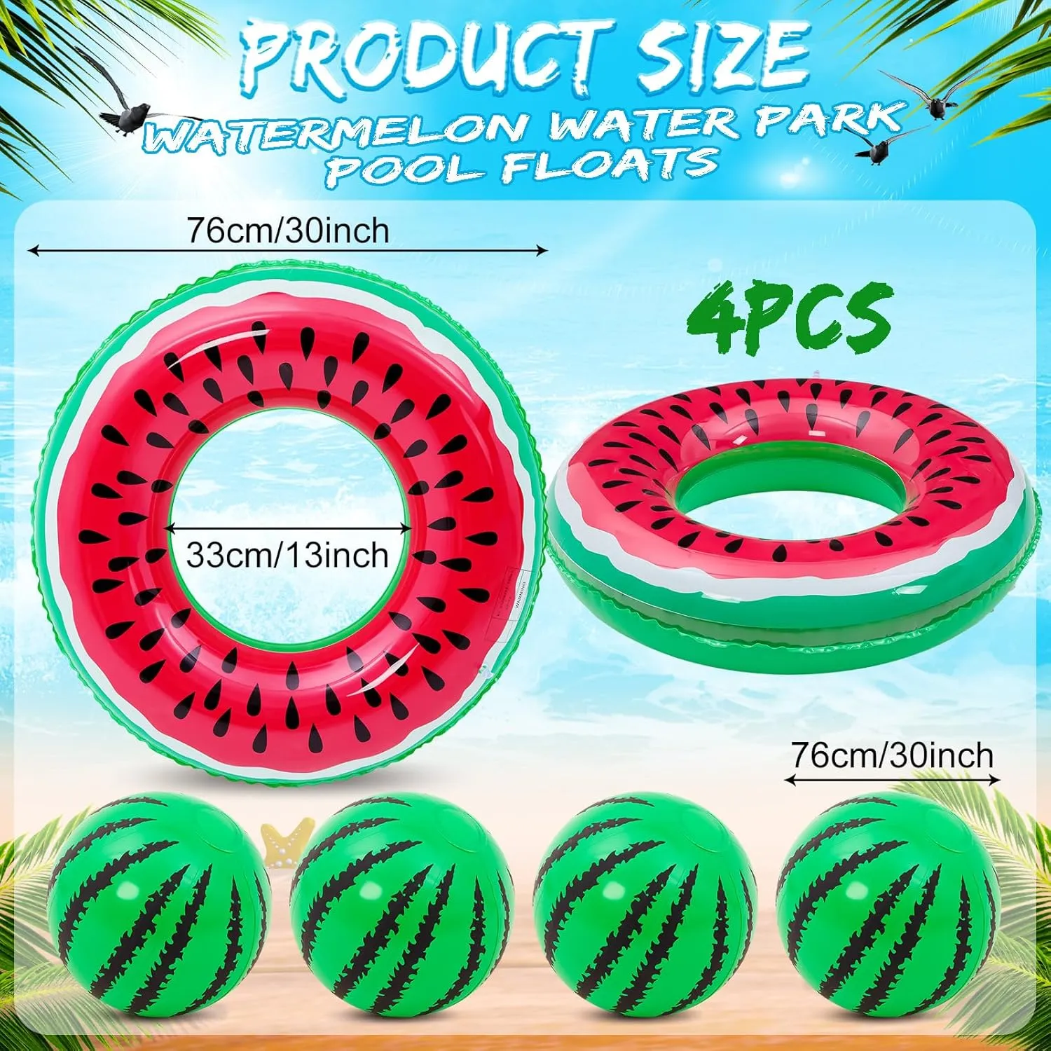 Lewtemi Fruit Pool Floats Watermelon Swimming Rings Watermelon Beach Balls Inflatable Pool Floaties Inflatable Tubes Floaties Toys Hawaiian Beach Summer Tropical Party for Adult
