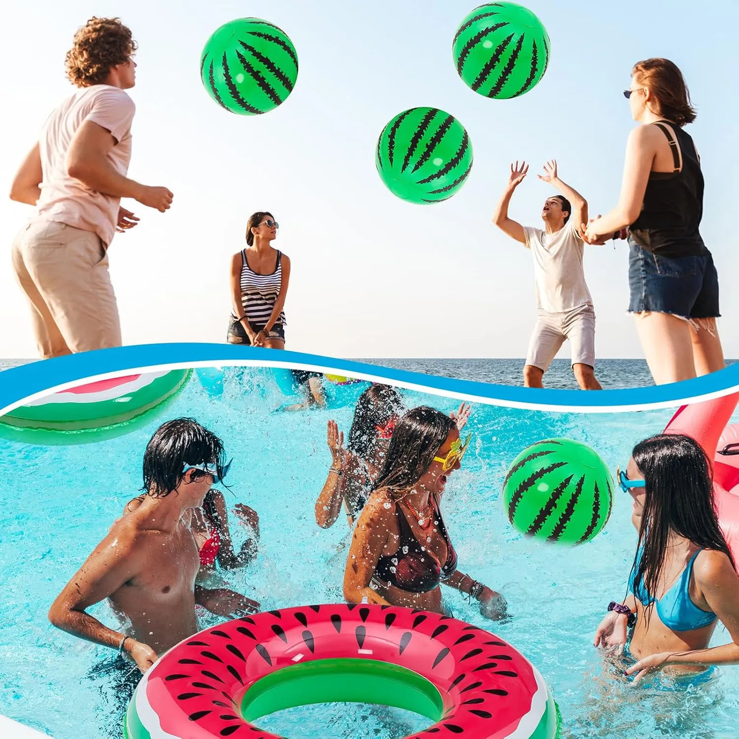 Lewtemi Fruit Pool Floats Watermelon Swimming Rings Watermelon Beach Balls Inflatable Pool Floaties Inflatable Tubes Floaties Toys Hawaiian Beach Summer Tropical Party for Adult