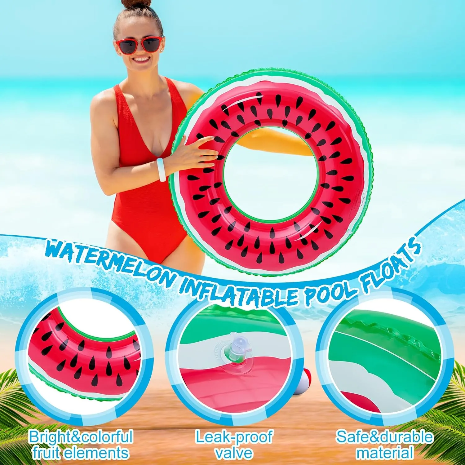 Lewtemi Fruit Pool Floats Watermelon Swimming Rings Watermelon Beach Balls Inflatable Pool Floaties Inflatable Tubes Floaties Toys Hawaiian Beach Summer Tropical Party for Adult