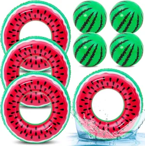 Lewtemi Fruit Pool Floats Watermelon Swimming Rings Watermelon Beach Balls Inflatable Pool Floaties Inflatable Tubes Floaties Toys Hawaiian Beach Summer Tropical Party for Adult
