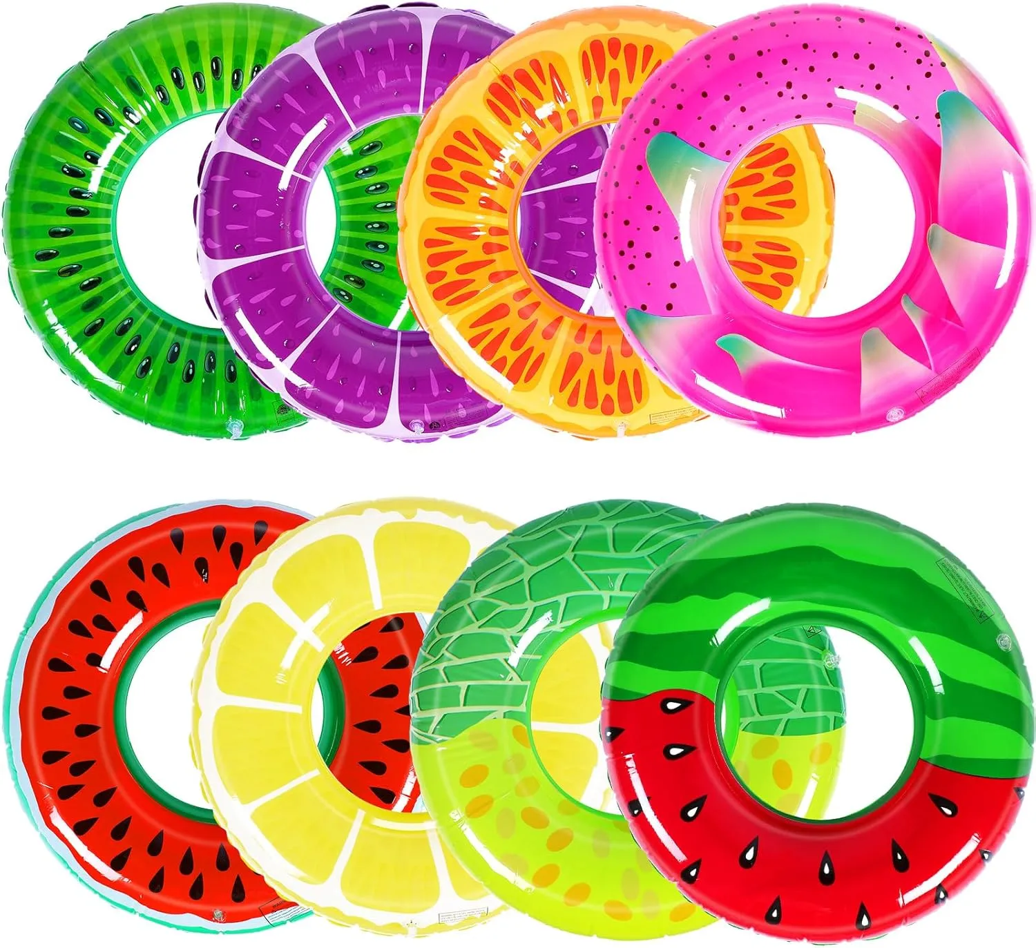 Libima 8 Pcs Inflatable Pool Floats for Adults, Swimming Rings Swim Tube Pool Rings Floaties for Adults Hawaiian Beach Party Decorations