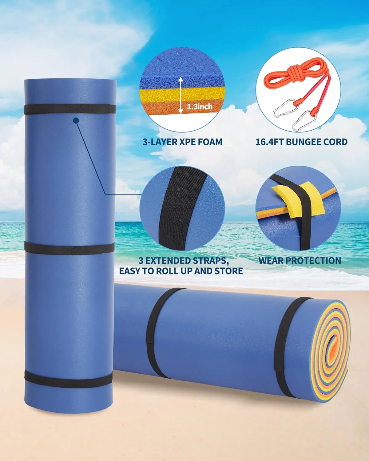 Lily Pad Floating Mat for Lake & Pool, 8'/9'/12' Extra Large Floating Water Mat, 3-Layer Tear-Resistant XPE Foam Suitable for Adults and Kids