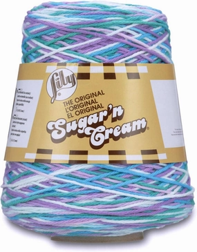 Lily Sugar'n Cream Cotton Cone Yarn, 14 oz, Beach Ball Blue Ombre, 1 Cone
