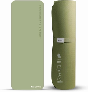 Lindywell Pilates Yoga Workout Mat Non Slip 6mm, 8mm, 10mm Thick - 6ft x 26in - Workout Exercise Mat, Superior Joint & Spine Support - Portable with Straps - Perfect for Yoga, Stretching, & Pilates