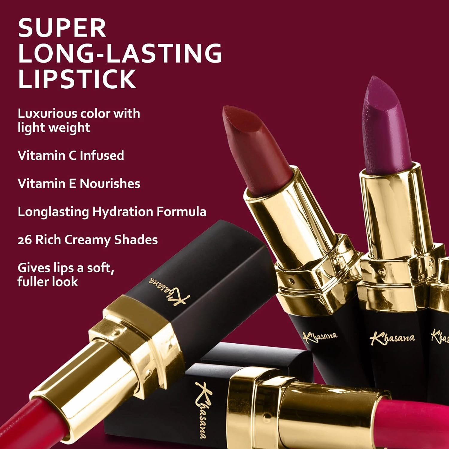 Lipstick Set. Long Lasting Gift Set. Moisturizing Formula, Infused with Vitamin E and Vitamin C. Multi Finish Lip Makeup Cream Gloss & Matte. Pack of 4. Coral Collection