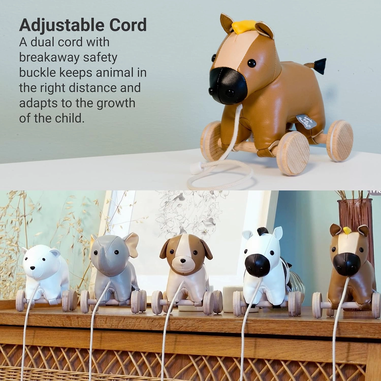 Little Big Friends Pull Along Friends | Pull Along Toy for Baby | Traditional Toys | Easy to Clean | Charles The Horse