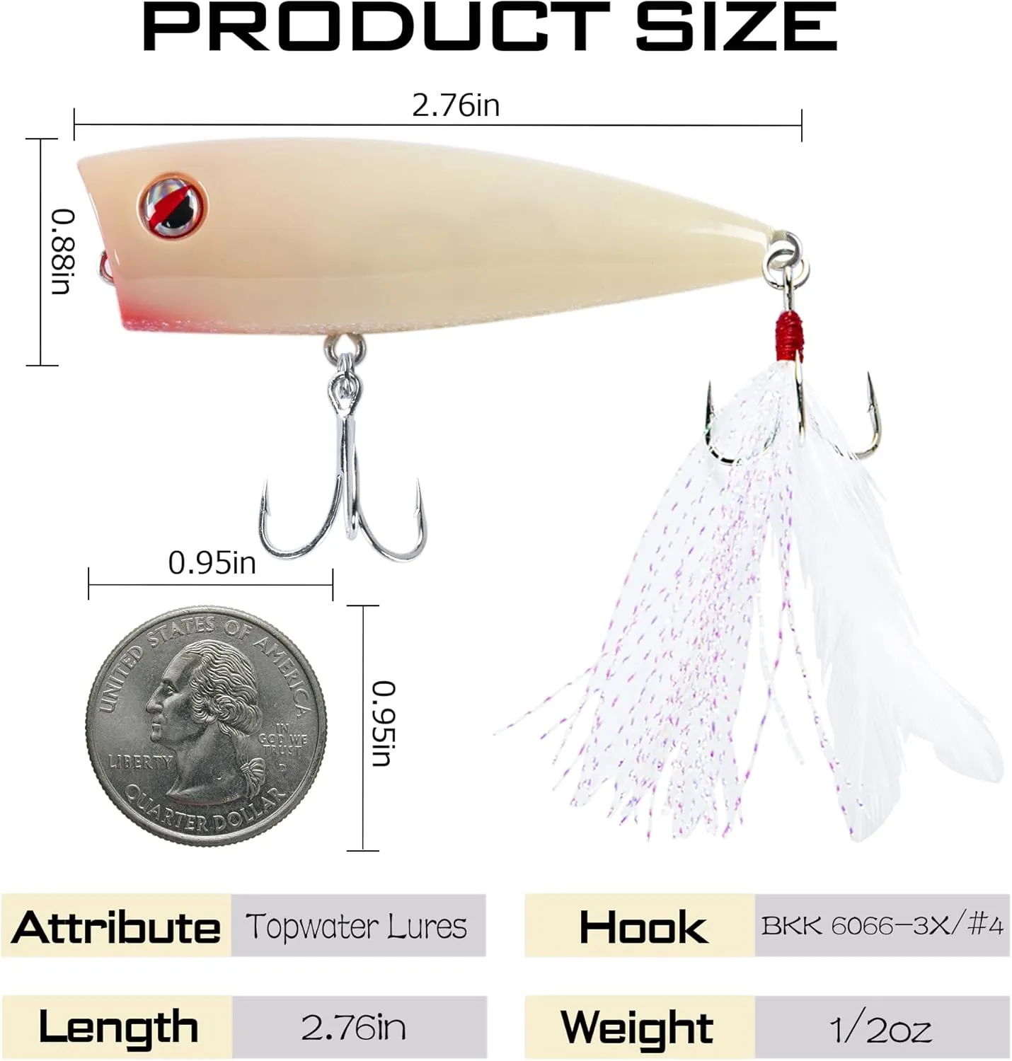 LITTMA Bass Fishing Topwater Popper Lures - Effective Top Water Lures for Bass Anglers - Durable Design for Catching Trophy Bass with High-Performance Popping Action