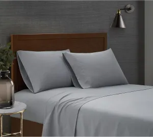 LONDON FOG Garment Washed Solid Sheet Set Grey Microfiber 4-Piece Queen Sheet Set, Solid Themed, Deep Pocket, Adult and Teen, Oeko-TEX Certified