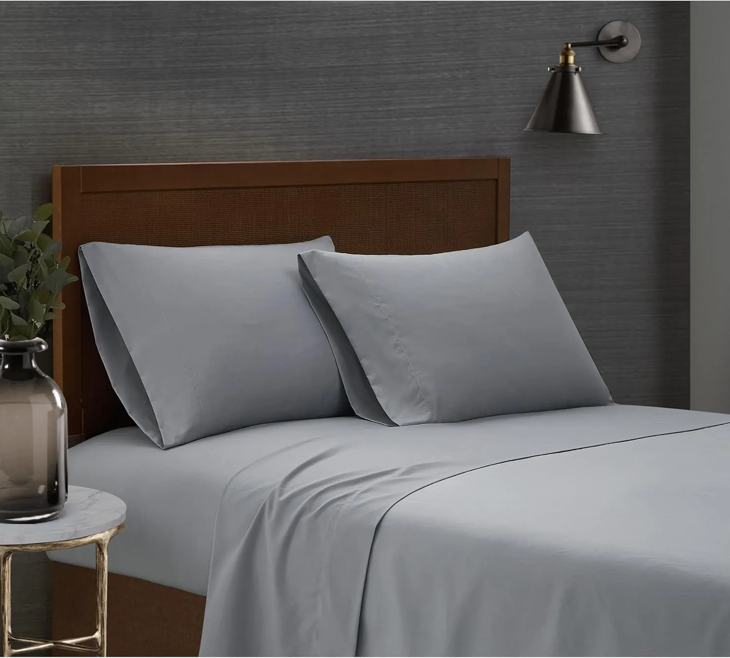 LONDON FOG Garment Washed Solid Sheet Set Grey Microfiber 4-Piece Queen Sheet Set, Solid Themed, Deep Pocket, Adult and Teen, Oeko-TEX Certified
