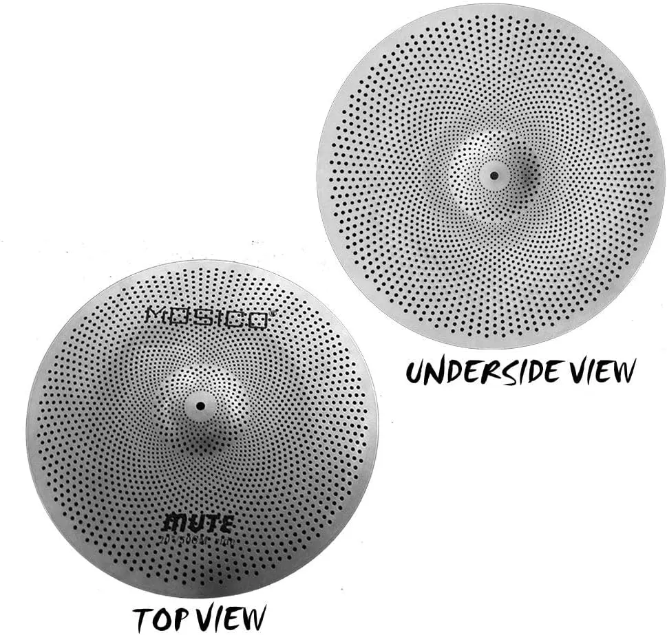 Low Volume Cymbal Pack Mute Set 14'Hihats 16"Crash 18'Crash 20"Ride 5 Pieces Silver Drummer Practice Quiet Cymbal for Drum Set