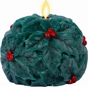 Luminara - Flameless Holiday Crystal Beads Glitter Sphere Candle - Chalky Green - Pack of 1-4x4.25 - Auto Timer Built-in 5-Hour Timer Indoor Use