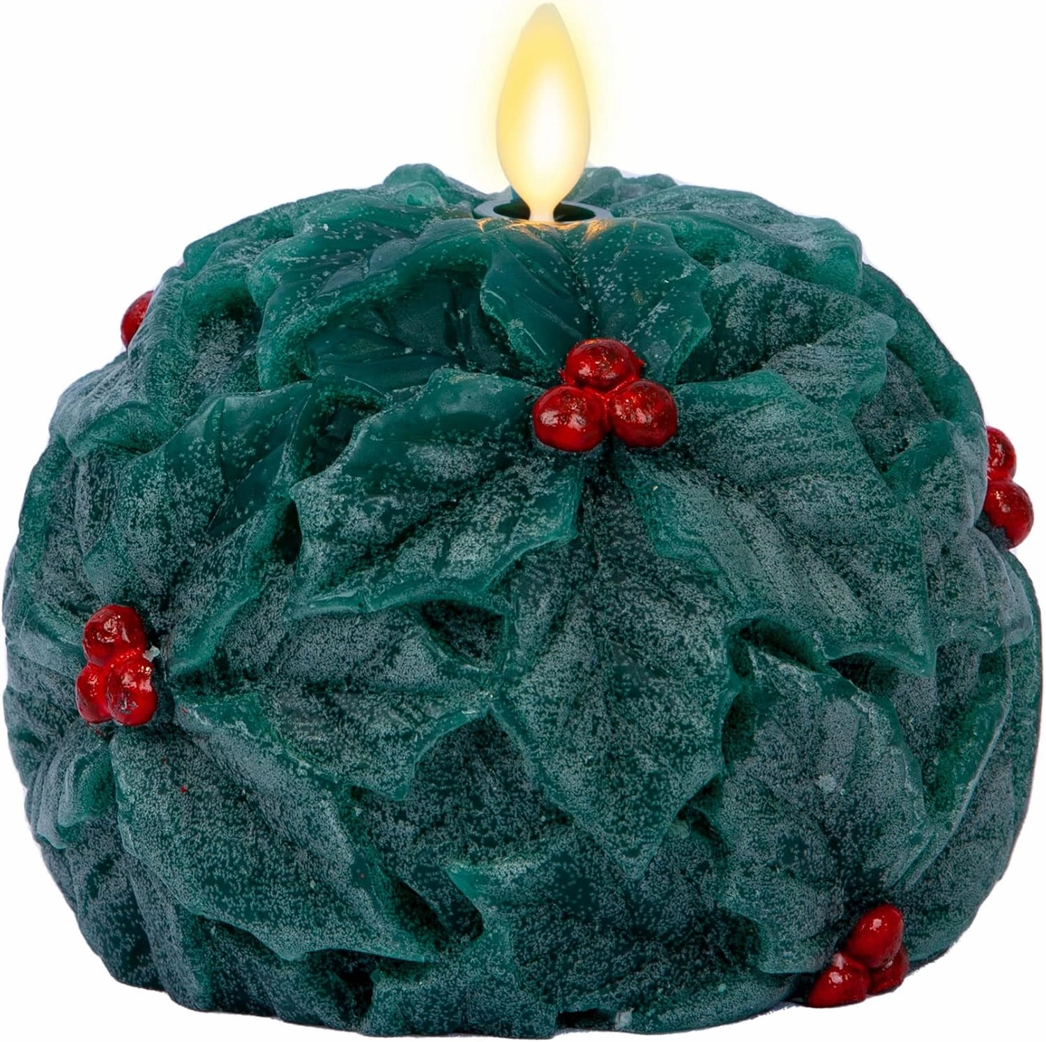 Luminara - Flameless Holiday Crystal Beads Glitter Sphere Candle - Chalky Green - Pack of 1-4x4.25 - Auto Timer Built-in 5-Hour Timer Indoor Use