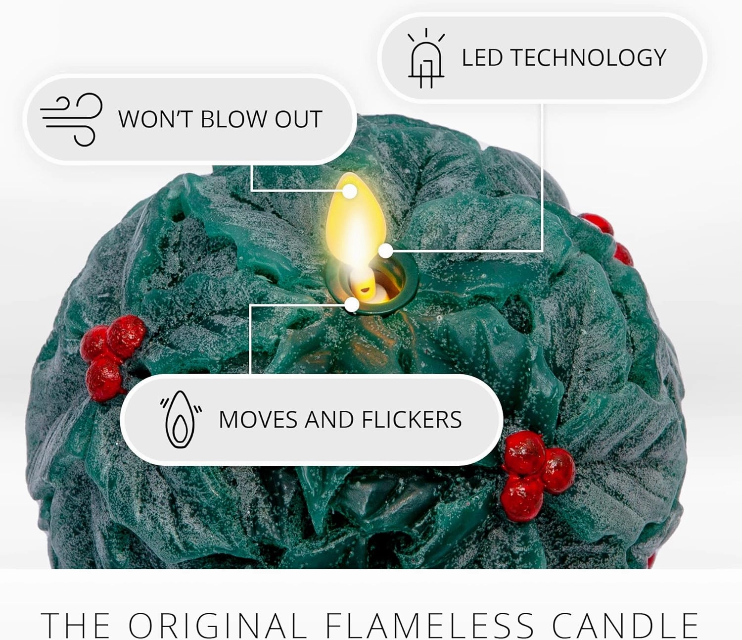 Luminara - Flameless Holiday Crystal Beads Glitter Sphere Candle - Chalky Green - Pack of 1-4x4.25 - Auto Timer Built-in 5-Hour Timer Indoor Use