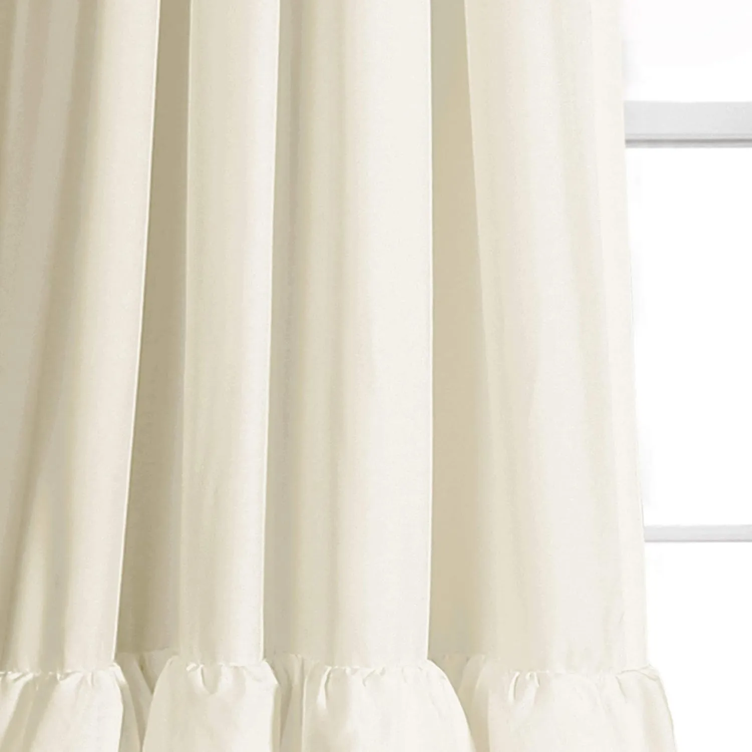 Lush Decor Allison Ruffle Window Curtain Panel Pair, 63" L x 40" W, Ivory