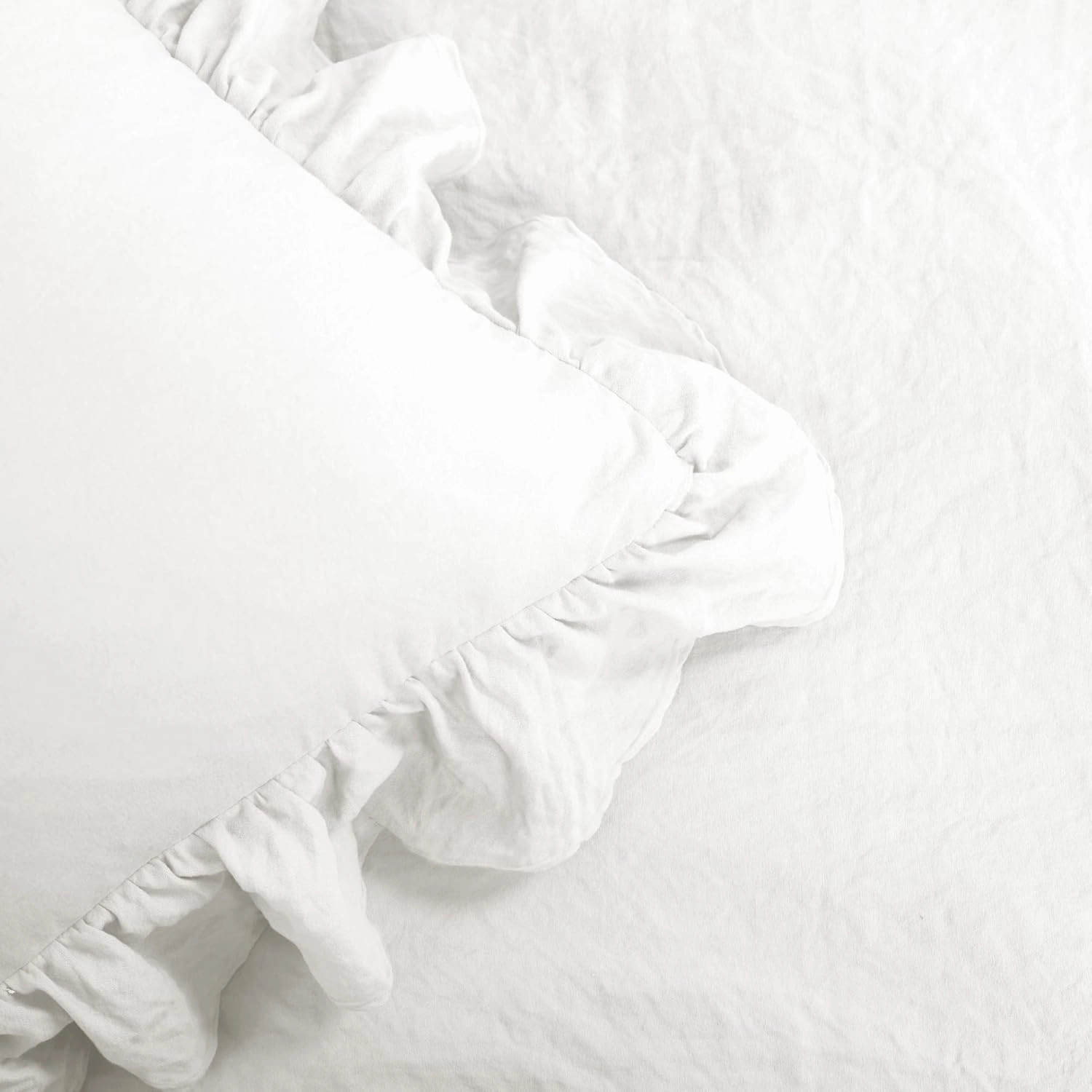 Lush Decor Reyna Ruffle Comforter Set - 3 Piece Cozy Ruffled Bedding Set - Timeless Elegance and Comfort for Dorm Room - Full/ Queen, Pure White