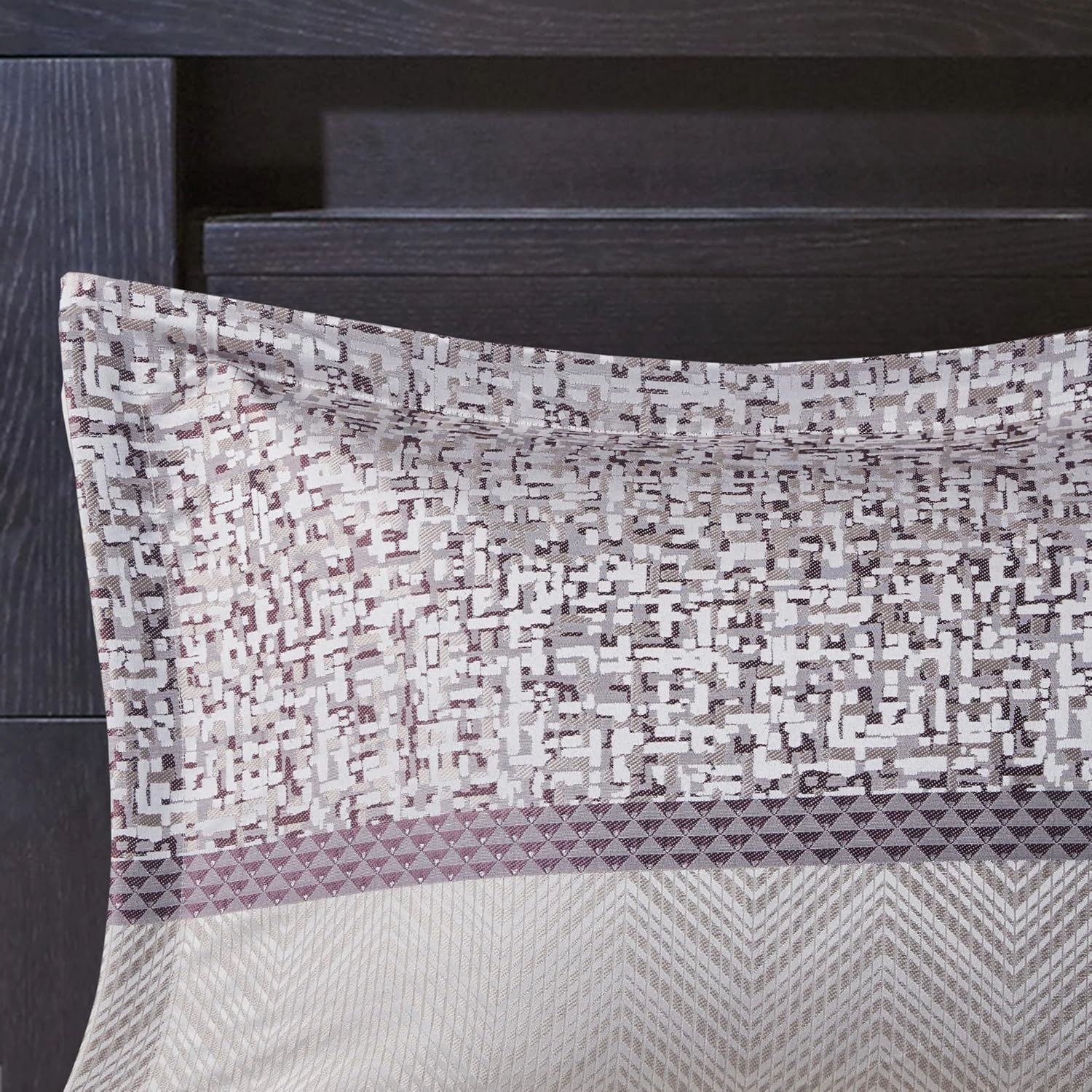 Madison Park Luxury Comforter Set-Traditional Jacquard Design, All Season Down Alternative Bedding, Matching Bedskirt, Decorative Pillows, Cal King(104"x92"), Rhapsody, Striped Purple 7 Piece