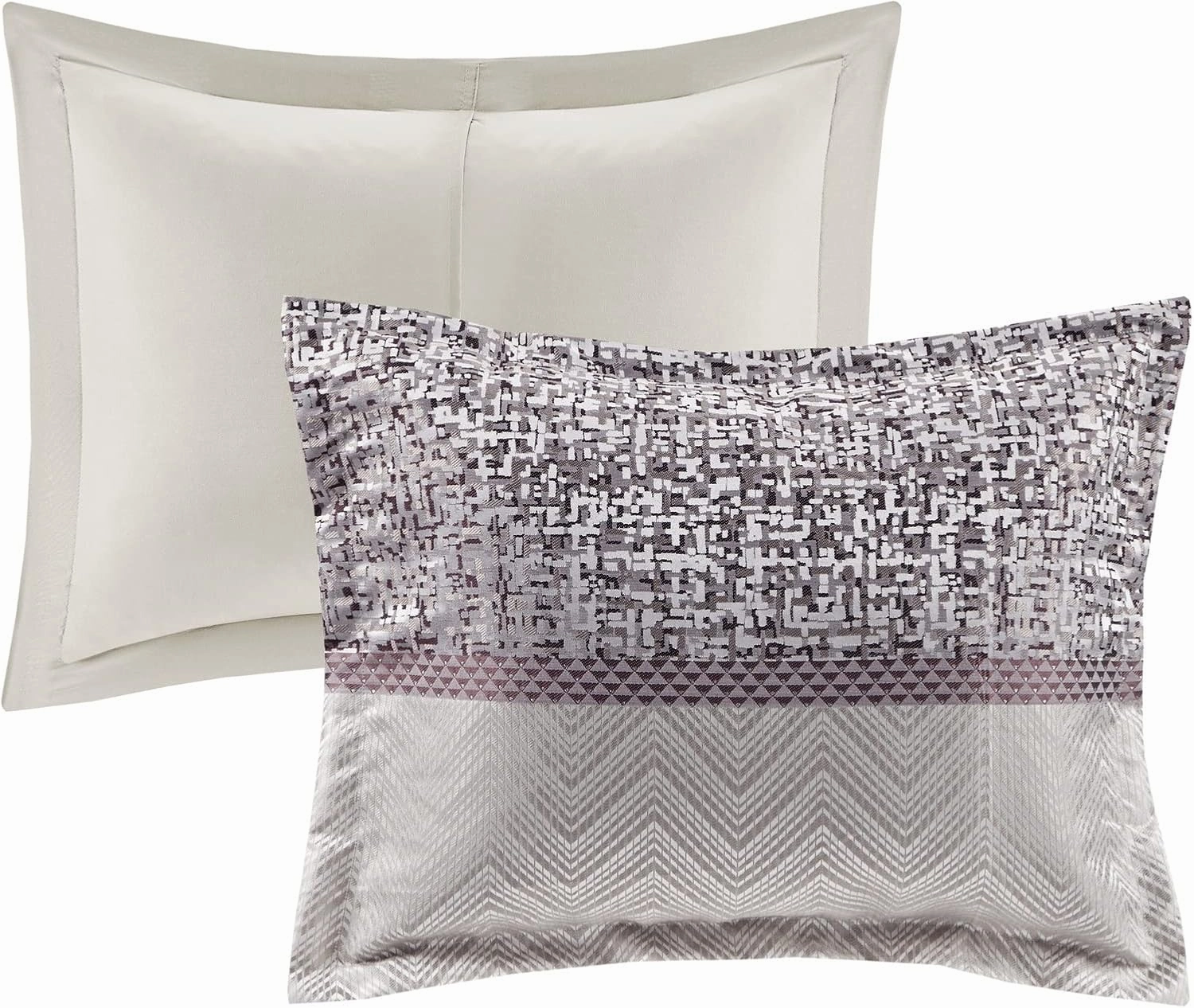 Madison Park Luxury Comforter Set-Traditional Jacquard Design, All Season Down Alternative Bedding, Matching Bedskirt, Decorative Pillows, Cal King(104"x92"), Rhapsody, Striped Purple 7 Piece