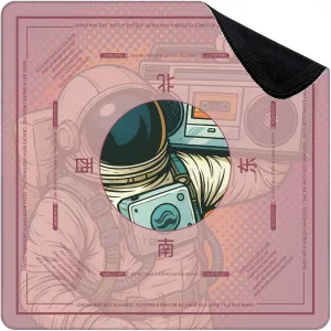 Mahjong Mat for Table Astronaut Boombox Audio Music Art Retro 31.5" x 31.5" Non-Slip Noise-Reducing Game Mat Premium Mahjong Accessories for Poker Dominoes Board Games