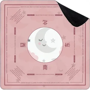 Mahjong Mat for Table Cute sky Seamless design smiling sleeping moon hearts stars clouds 31.5" x 31.5" Non-Slip Noise-Reducing Game Mat Premium Mahjong Accessories for Poker Dominoes Board Games