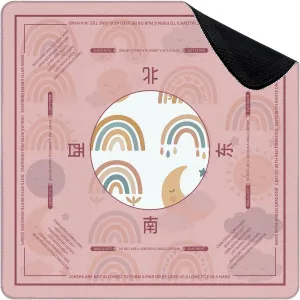 Mahjong Mat for Table drawn boho clipart for nursery decoration cute rainbows sun cloud 31.5" x 31.5" Non-Slip Noise-Reducing Game Mat Premium Mahjong Accessories for Poker Dominoes Board Games