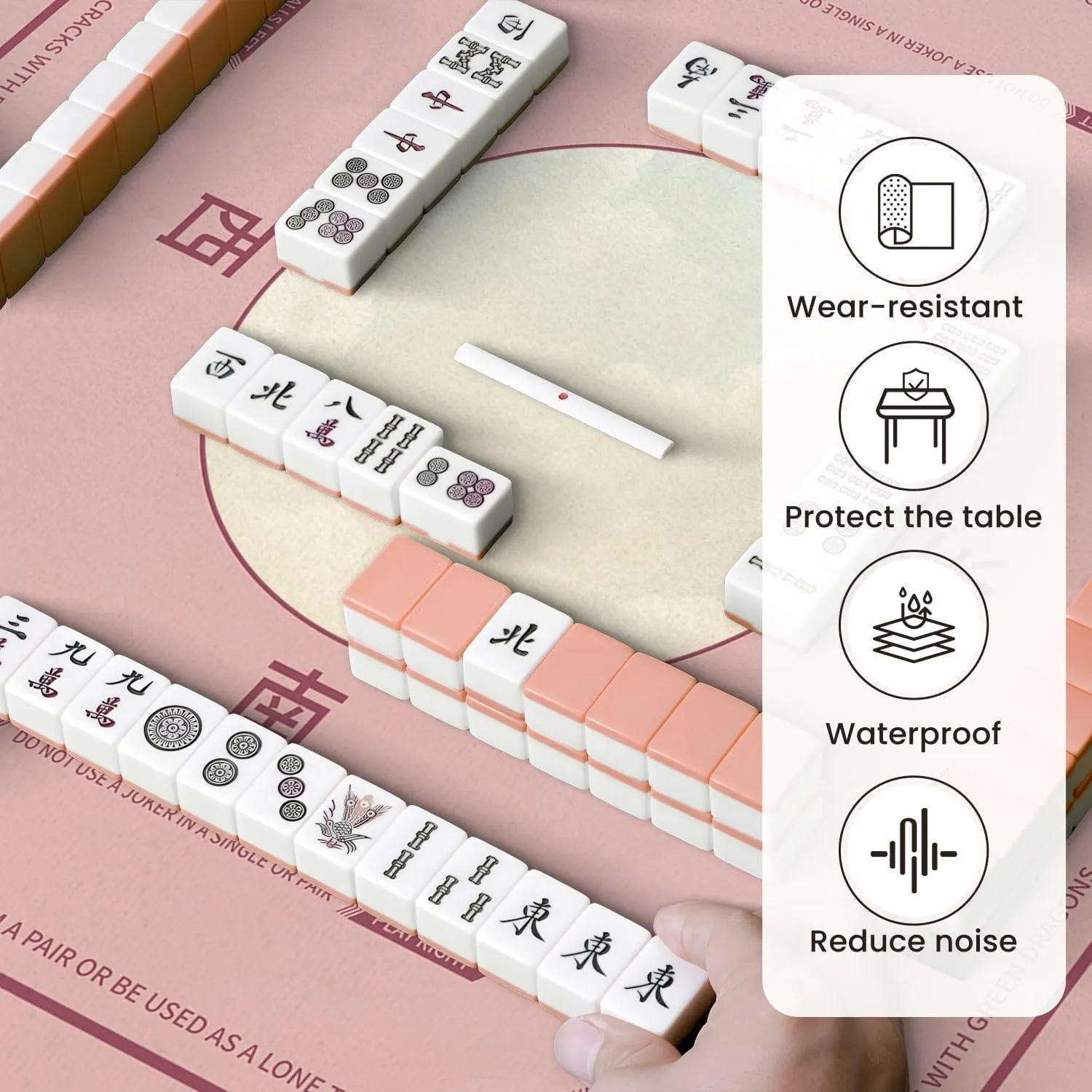 Mahjong Mat for Table White Cloud Grey Neutral Modern Abstract Clouds Sky Soft Lines Pastel 31.5" x 31.5" Non-Slip Noise-Reducing Game Mat Premium Mahjong Accessories for Poker Dominoes Board Games