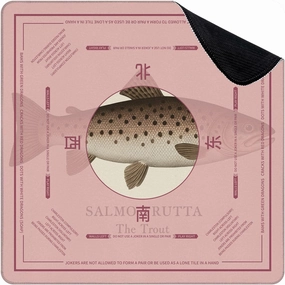 Mahjong Mat for Table Engraving Brown Trout Fish from 31.5" x 31.5" Non-Slip Noise-Reducing Game Mat Premium Mahjong Accessories for Poker Dominoes Board Games