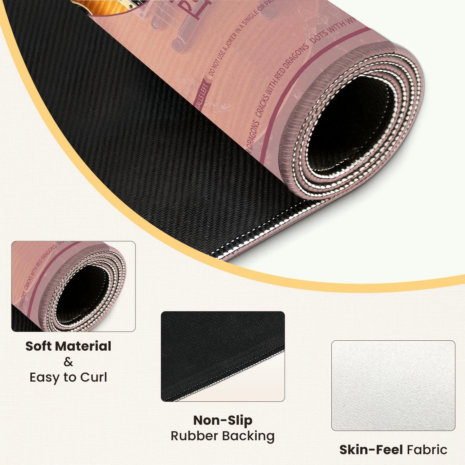 Mahjong Mat for Table Guitar Music Electric Water Splash Reflections Contrast Texture 31.5" x 31.5" Non-Slip Noise-Reducing Game Mat Premium Mahjong Accessories for Poker Dominoes Board Games