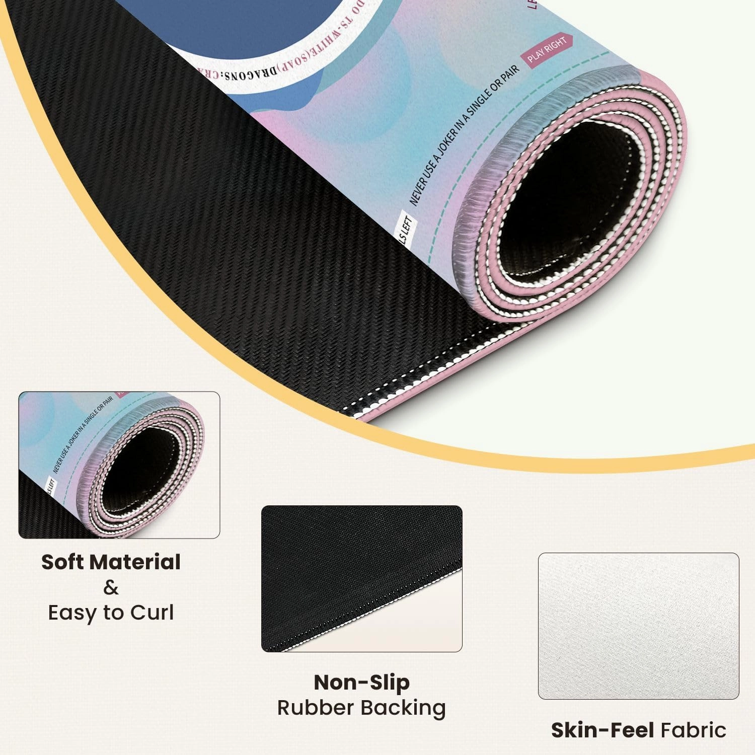 Mahjong Mat for Table Holograph Dreamy Rainbow Overlay Cover Neon Texture Overlay 80s 90s 31.5" x 31.5" Non-Slip Noise-Reducing Game Mat Premium Mahjong Accessories for Poker Dominoes Board Games