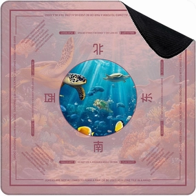 Mahjong Mat for Table Ocean Water Sea Turtle Coral Fish Underwater Scenery Realistic 31.5" x 31.5" Non-Slip Noise-Reducing Game Mat Premium Mahjong Accessories for Poker Dominoes Board Games