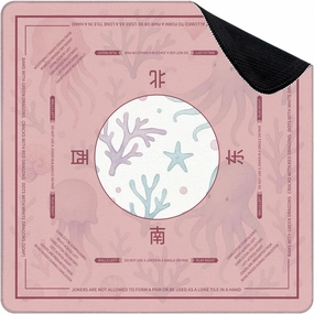 Mahjong Mat for Table Sea animals blue watercolor ocean seamless pettern fish turtle whale 31.5" x 31.5" Non-Slip Noise-Reducing Game Mat Premium Mahjong Accessories for Poker Dominoes Board Games