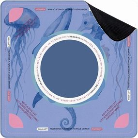 Mahjong Mat for Table Set sea Animals Blue Watercolor Ocean Fish Whale Seahorse 31.5" x 31.5" Non-Slip Noise-Reducing Game Mat Premium Mahjong Accessories for Poker Dominoes Board Games