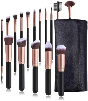 Makeup Brushes Premium Synthetic Foundation Powder Concealers Eye Shadows Makeup 16 Pcs Brush Set, Rose Golden, with Case