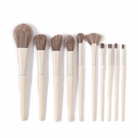 Makeup Brush Set - 10 Pcs Powder Blending Eyeshadow Contour Highlight Concealer Brushes with Travel Make Up Bag, Soft Vegan Synthetic Bristles Hairs Natural Finish Cosmetic Tools (Flesh)