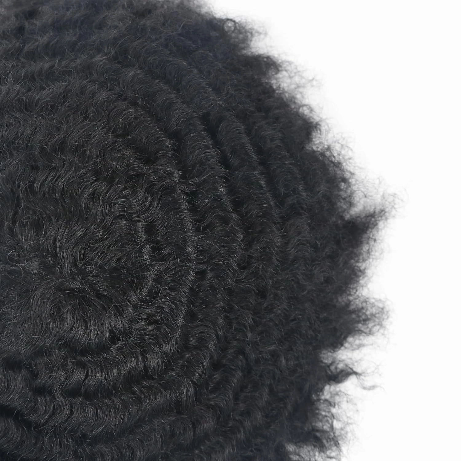 Man Weave Hair Unit Man Unit 360 Skin Pu for Black Men 100% Human Hair 360 Afro Toupee African American MenToupee 8x10inch 1# Jet Black