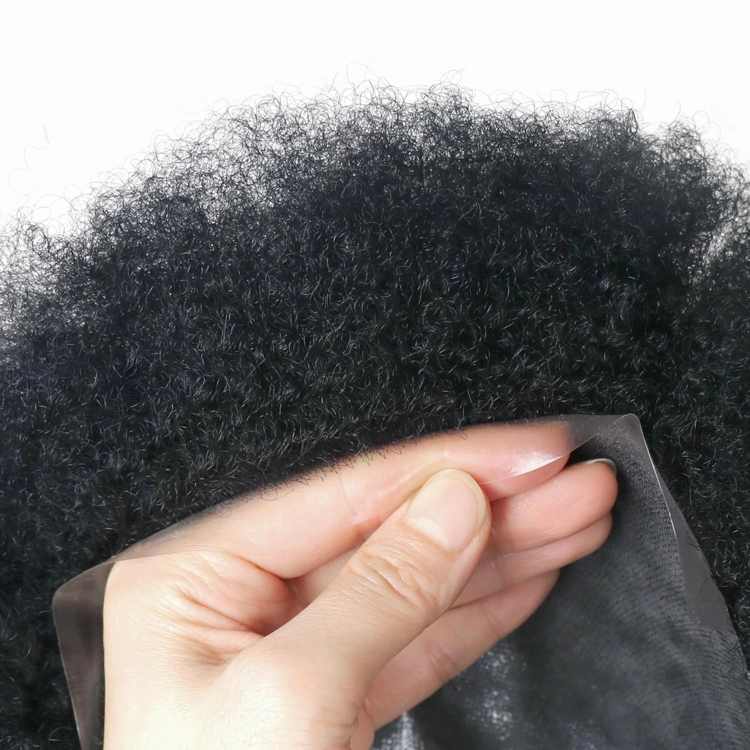 Man Weave Hair Unit Man Unit 360 Skin Pu for Black Men 100% Human Hair 360 Afro Toupee African American MenToupee 8x10inch 1# Jet Black
