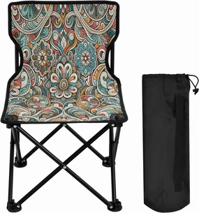 Mandala Pattern Portable Outdoor Folding Chair Anti-Slip Padded Oxford Cloth Stool Camping Chair Small for Beach Hiking Fishing Gardening Quad Camp Chair