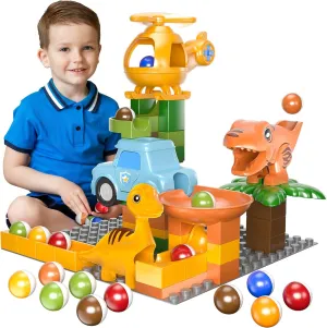 Marble Runs for Kids 4-8, Dinosaur Toys, Montessori Learning STEM Building Toys, Compatible with All Major Brands of Building Blocks for Toddler, Kids Ages 3 4 5 6 7 8  Boys Girls Gifts