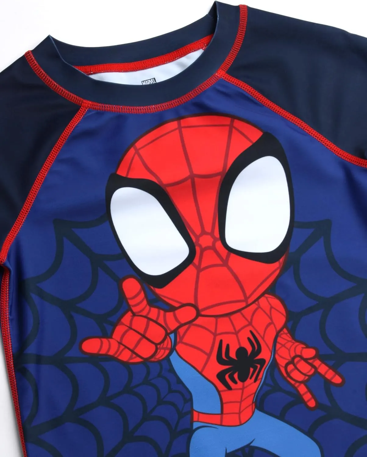 Marvel Boys Rash Guard Set - 2 Piece Spiderman Spidey & His Amazing Friends UPF50  Swim Shirt & Swim Trunks for Boys (2T-12)