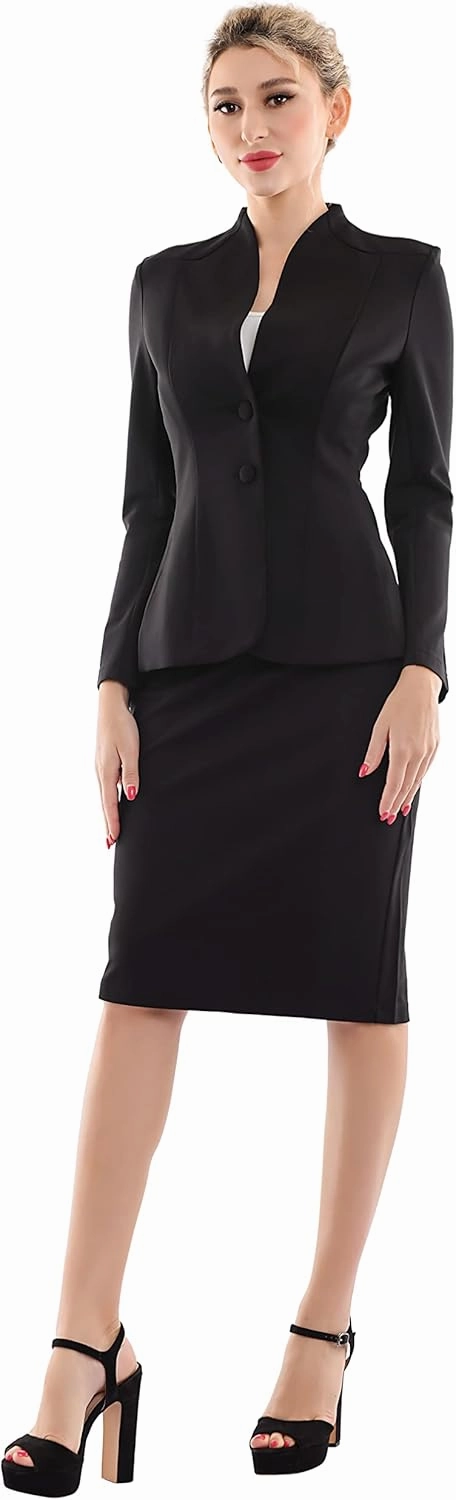 Marycrafts Women's Formal Office Business Work Jacket Skirt Suit Set