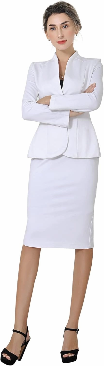 Marycrafts Women's Formal Office Business Work Jacket Skirt Suit Set