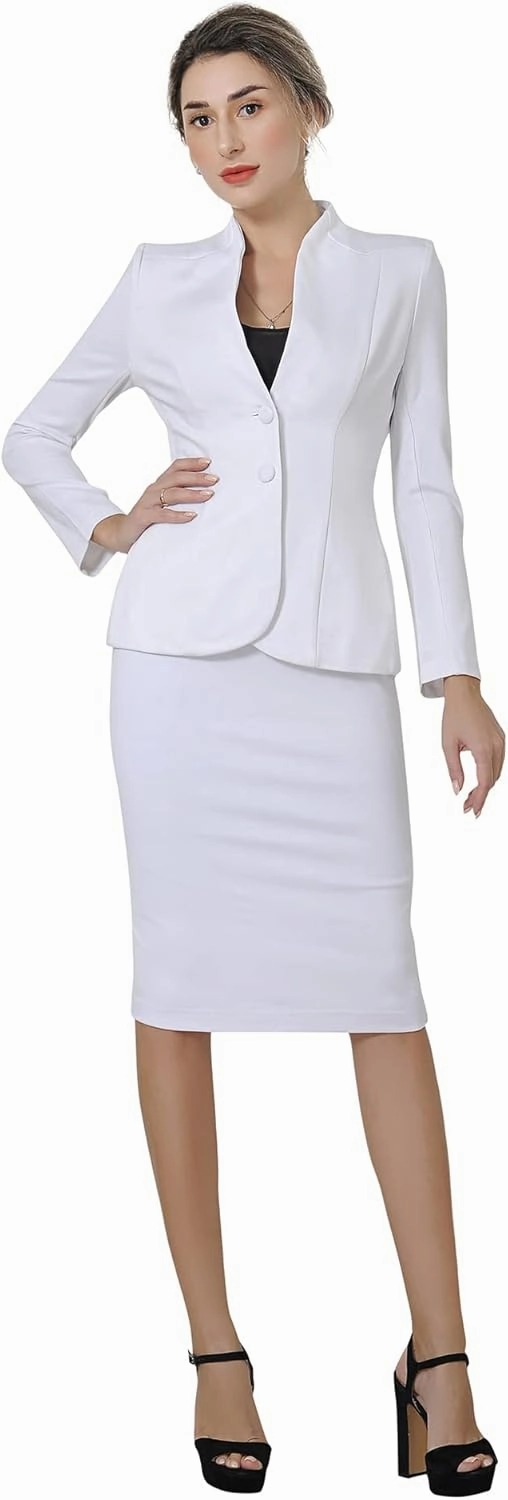 Marycrafts Women's Formal Office Business Work Jacket Skirt Suit Set