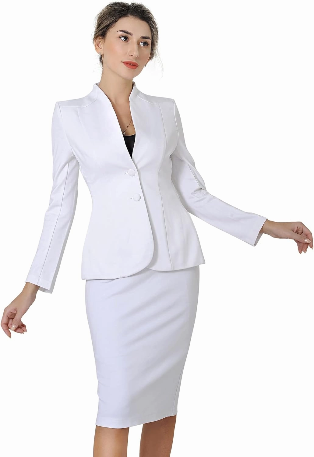 Marycrafts Women's Formal Office Business Work Jacket Skirt Suit Set